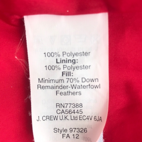J Crew Snowcap Down Jacket Red size XS - Picture 6 of 6